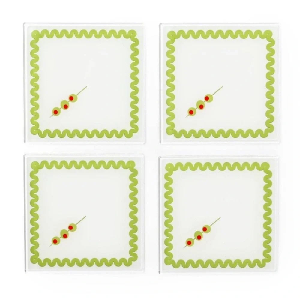 3 for $15 SALE New Target Bullseye set of 4 Coasters with Martini Olive design